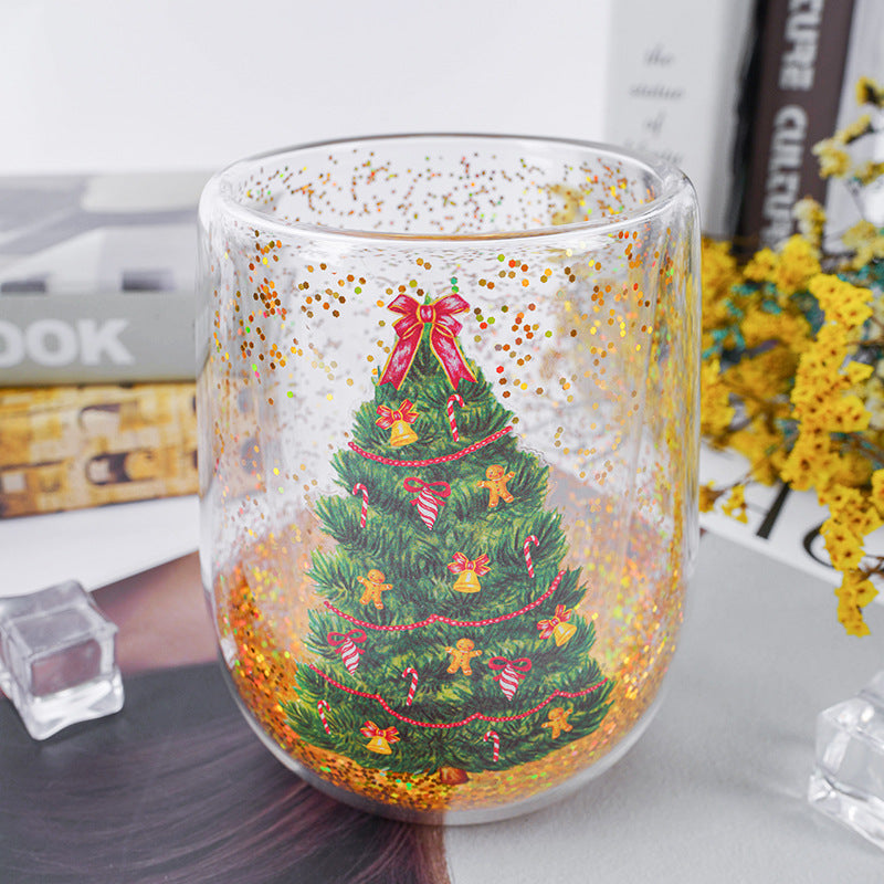 Christmas Tree Cups Heat Resistant Double Layer Christmas Cup