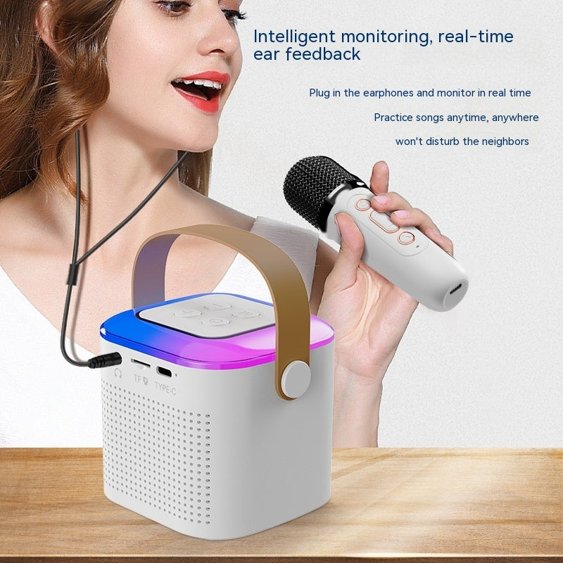 Microphone Karaoke Machine Bluetooth-compatible Speaker With 2 Wireless Mic