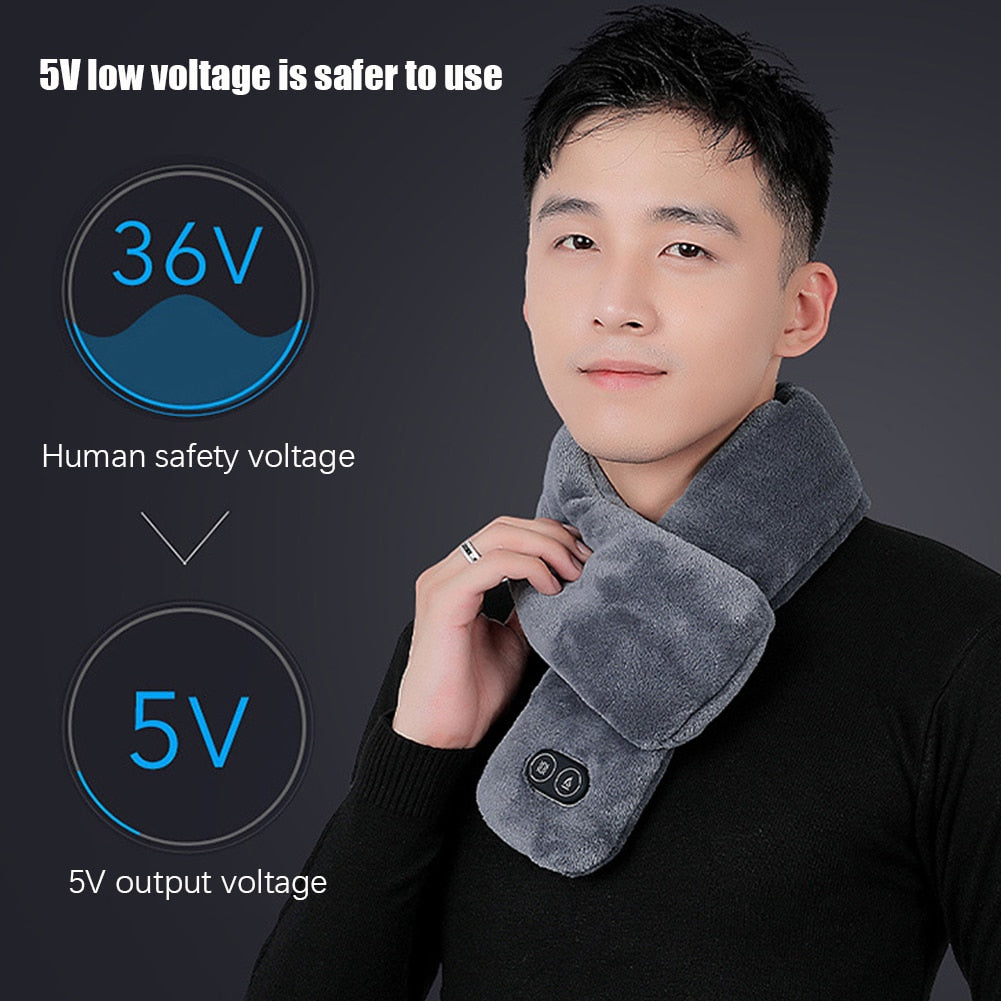 Unisex Soft Temperature Control Pain Relief Cervical Massage Shoulder Neck Wrap USB Heated Scarf