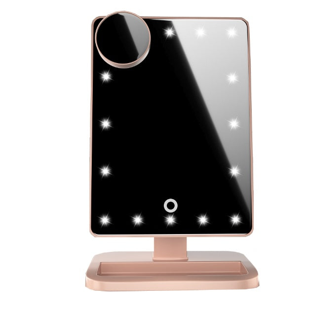 Touch Screen Makeup Mirror With 20 LED Lights, Bluetooth Music Speaker & 10X Magnifying Mirror