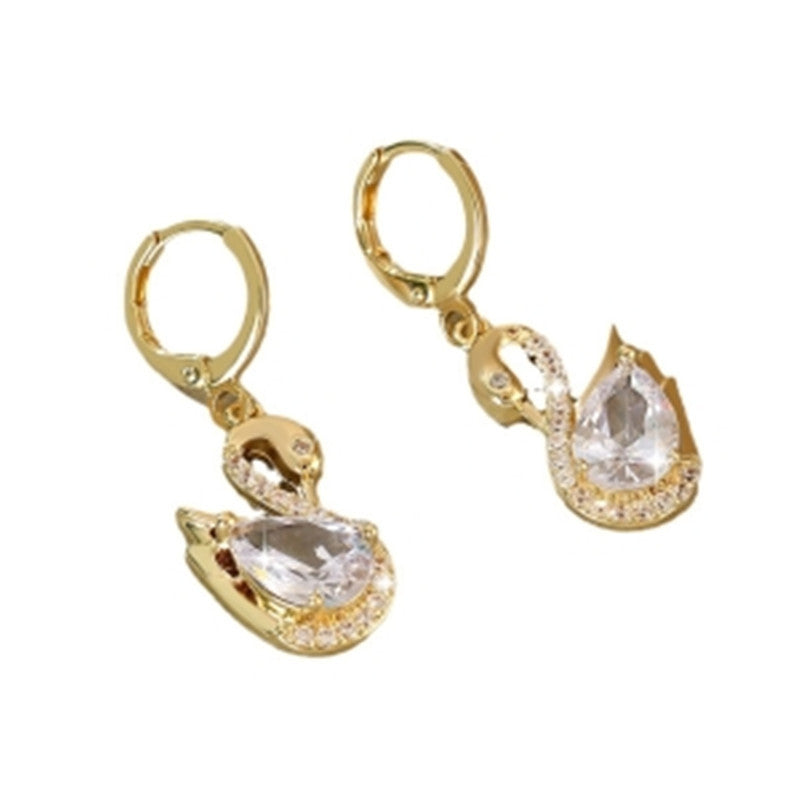 Sweet Rhinestone Swan Earrings