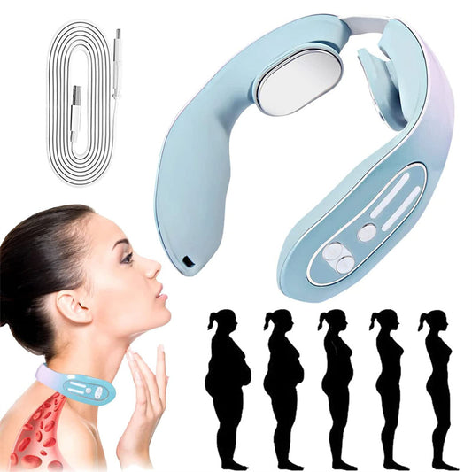 EMS Neck Acupoints Lymphatic Massager Device Intelligent Neck Massager With Heat