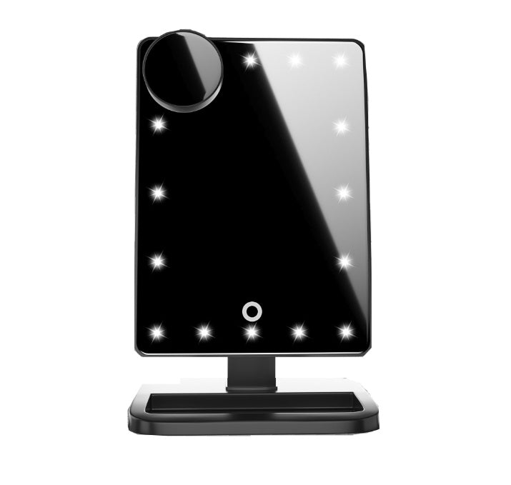 Touch Screen Makeup Mirror With 20 LED Lights, Bluetooth Music Speaker & 10X Magnifying Mirror