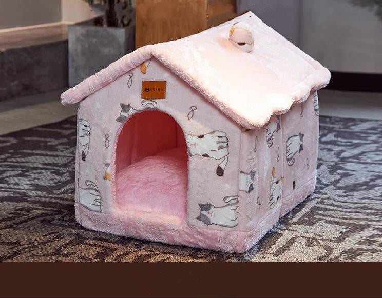 Foldable Pet House Bed Winter Pet Villa