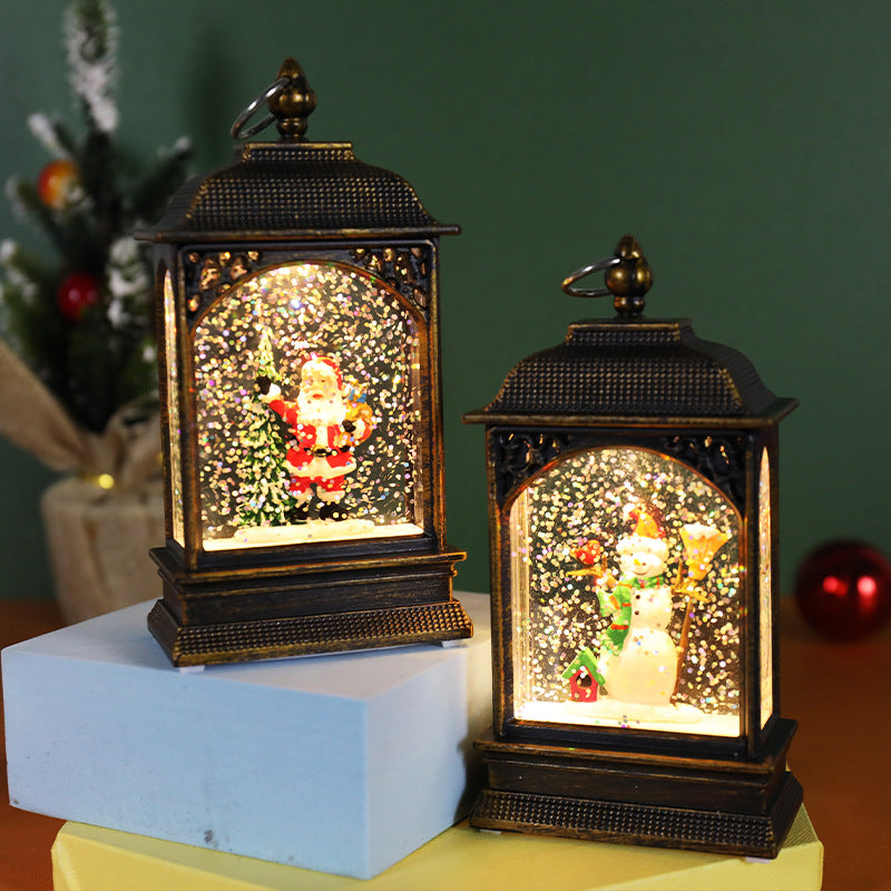 Christmas Decoration Luminous Water Injection Flat Storm Lantern Decoration