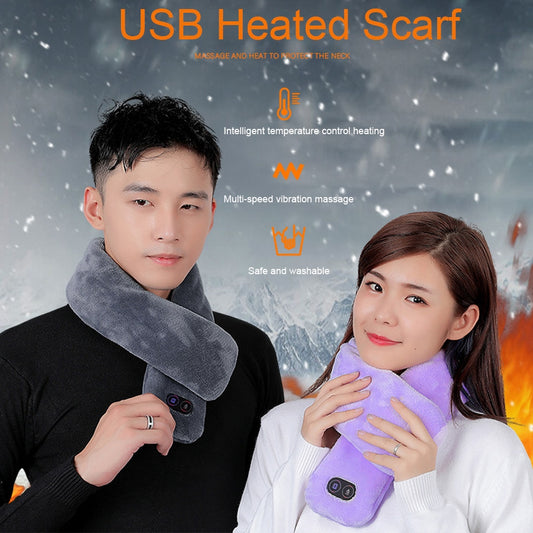 Unisex Soft Temperature Control Pain Relief Cervical Massage Shoulder Neck Wrap USB Heated Scarf