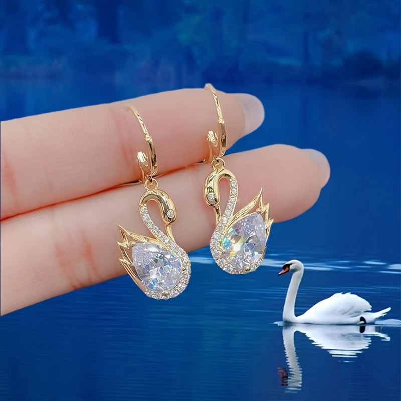 Sweet Rhinestone Swan Earrings