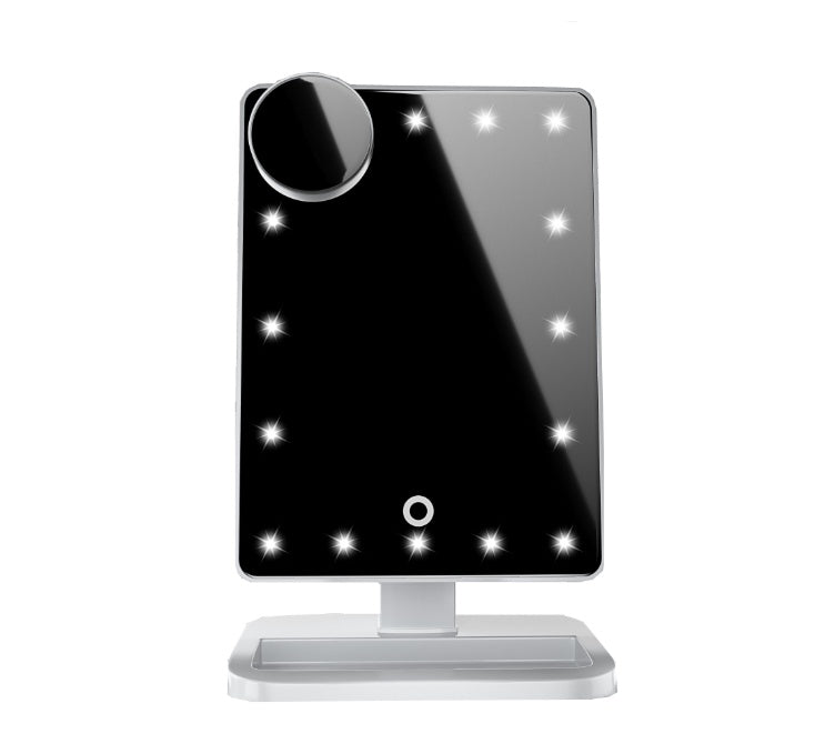Touch Screen Makeup Mirror With 20 LED Lights, Bluetooth Music Speaker & 10X Magnifying Mirror