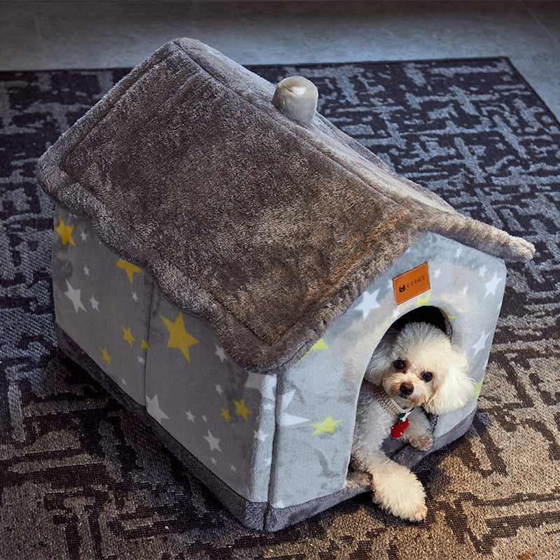 Foldable Pet House Bed Winter Pet Villa