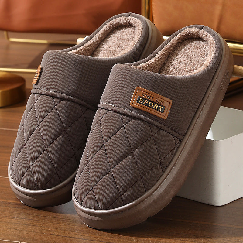 Men's Home Winter Warm Plush Indoor Non-slip Floor Slipper