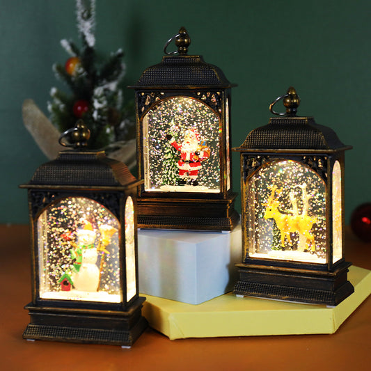 Christmas Decoration Luminous Water Injection Flat Storm Lantern Decoration