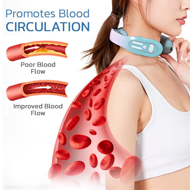 EMS Neck Acupoints Lymphatic Massager Device Intelligent Neck Massager With Heat