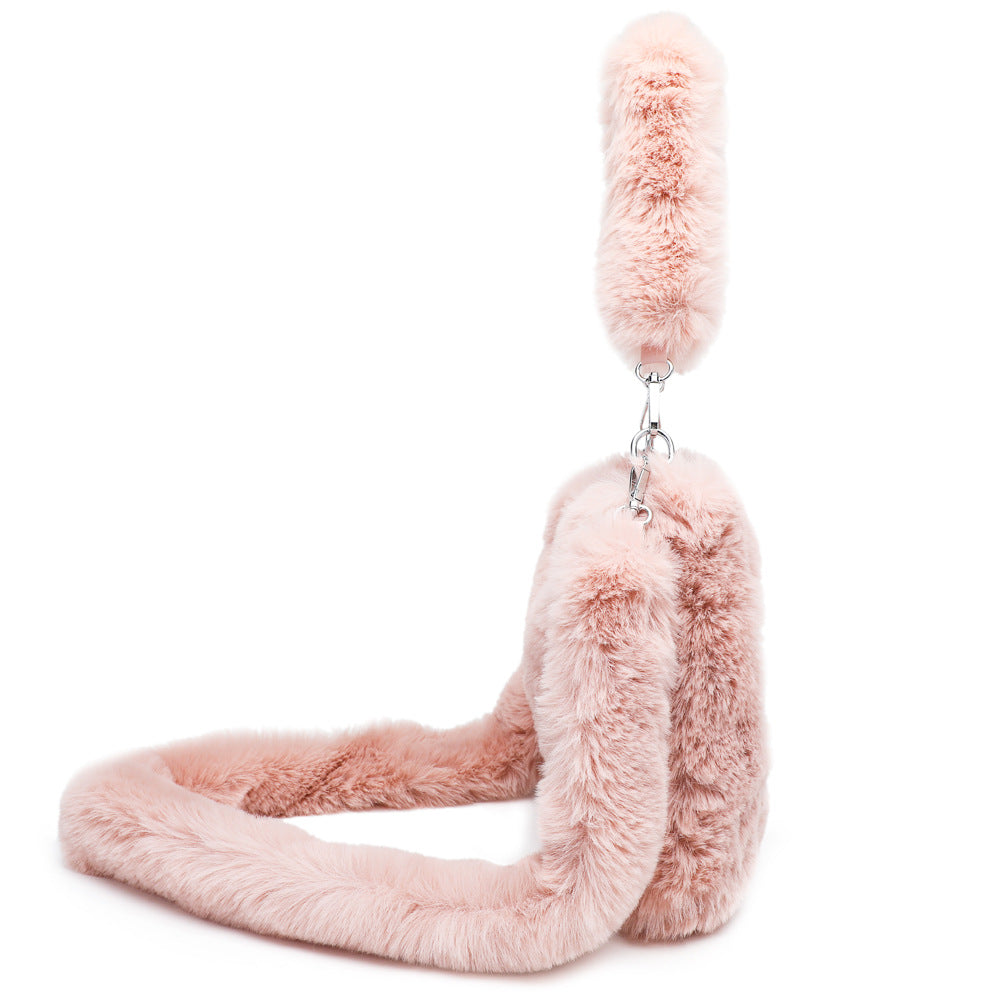 Women Fluffy Shoulder Bag Top-handle Plush Tote Handbags For Women