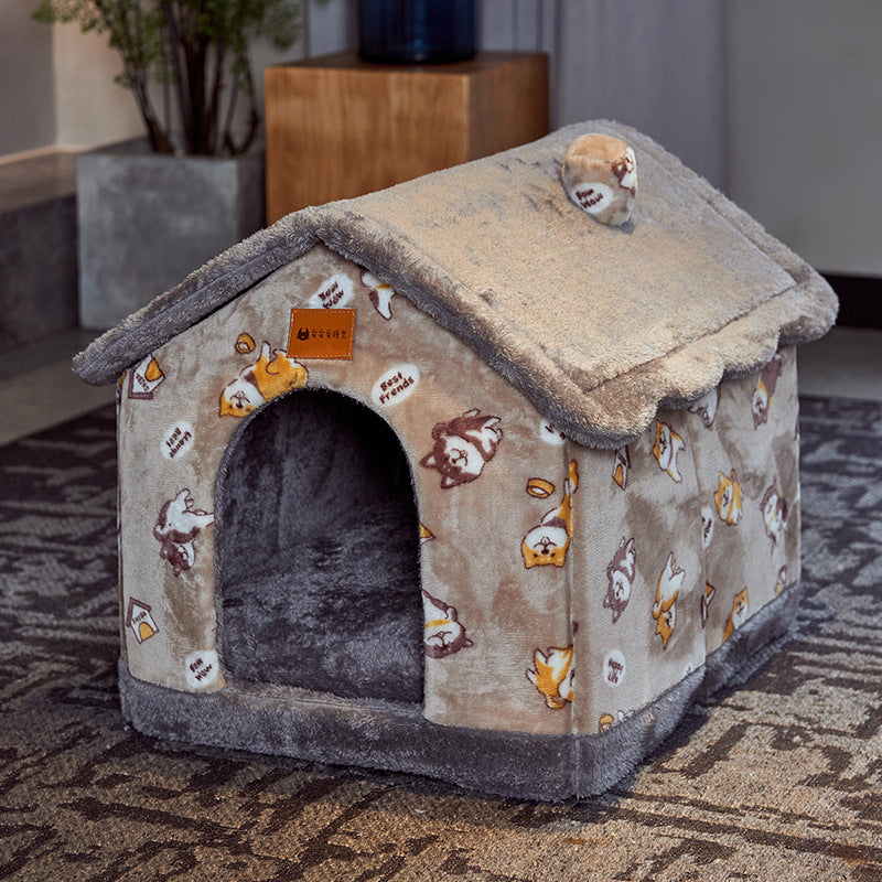 Foldable Pet House Bed Winter Pet Villa