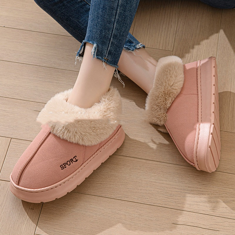 Cozy Plush Soft Slippers Shoes For Women - Non-Slip Platform Shoes With Faux Fur Lining