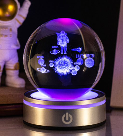 Creative 3D Inner Carving Luminous Crystal Ball Colorful Gradient Small Night Lamp