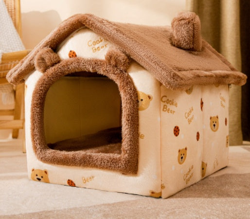 Foldable Pet House Bed Winter Pet Villa