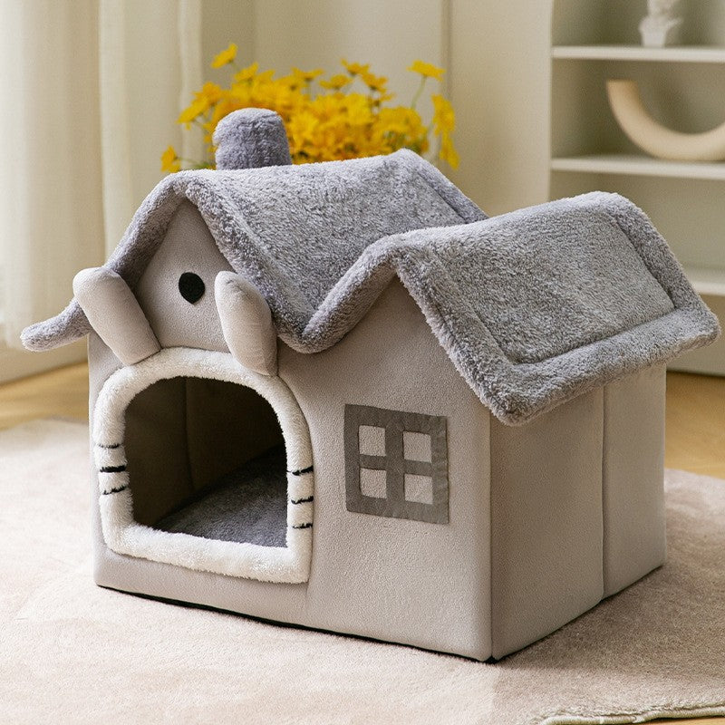 Foldable Pet House Bed Winter Pet Villa