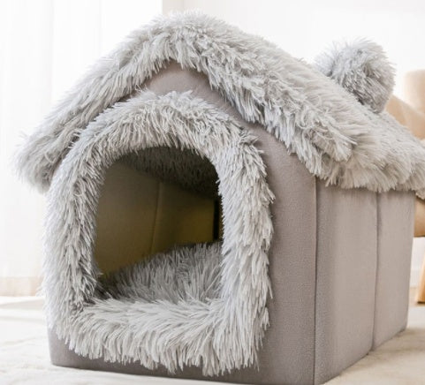 Foldable Pet House Bed Winter Pet Villa