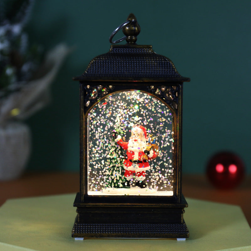 Christmas Decoration Luminous Water Injection Flat Storm Lantern Decoration