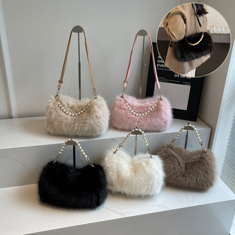 Autumn And Winter Fashion Shoulder Bag - Pearl Chain Crossbody Bag