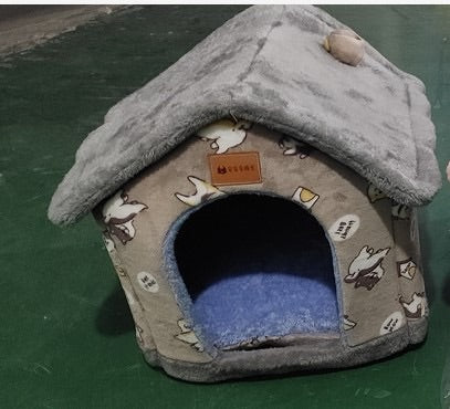 Foldable Pet House Bed Winter Pet Villa