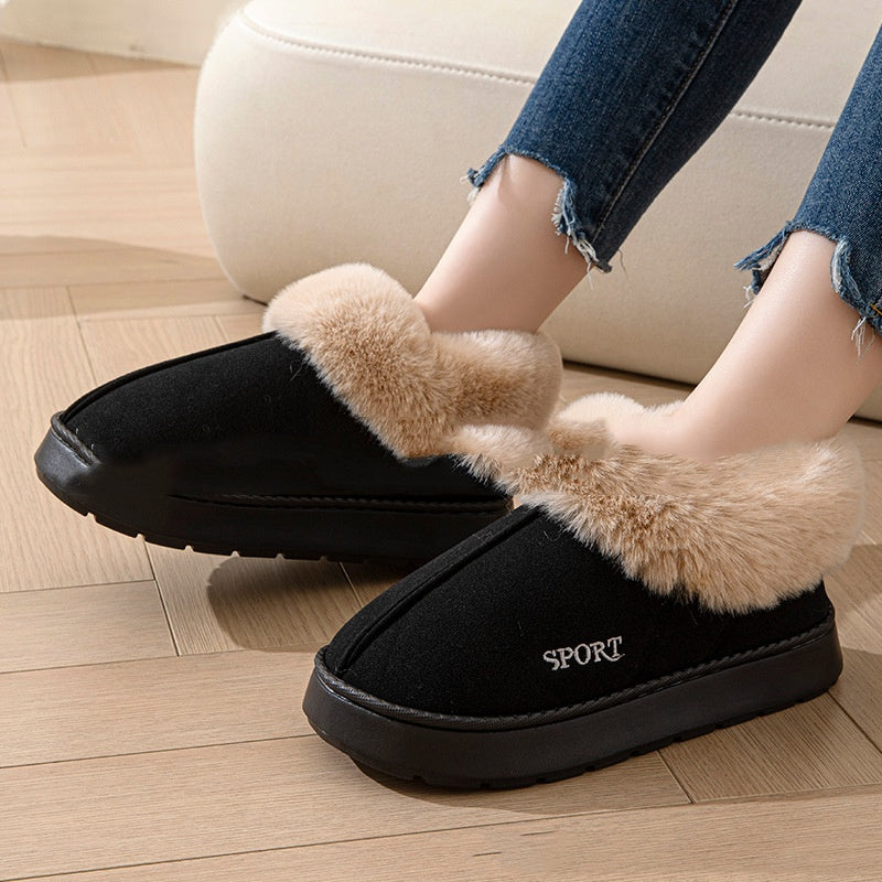 Cozy Plush Soft Slippers Shoes For Women - Non-Slip Platform Shoes With Faux Fur Lining