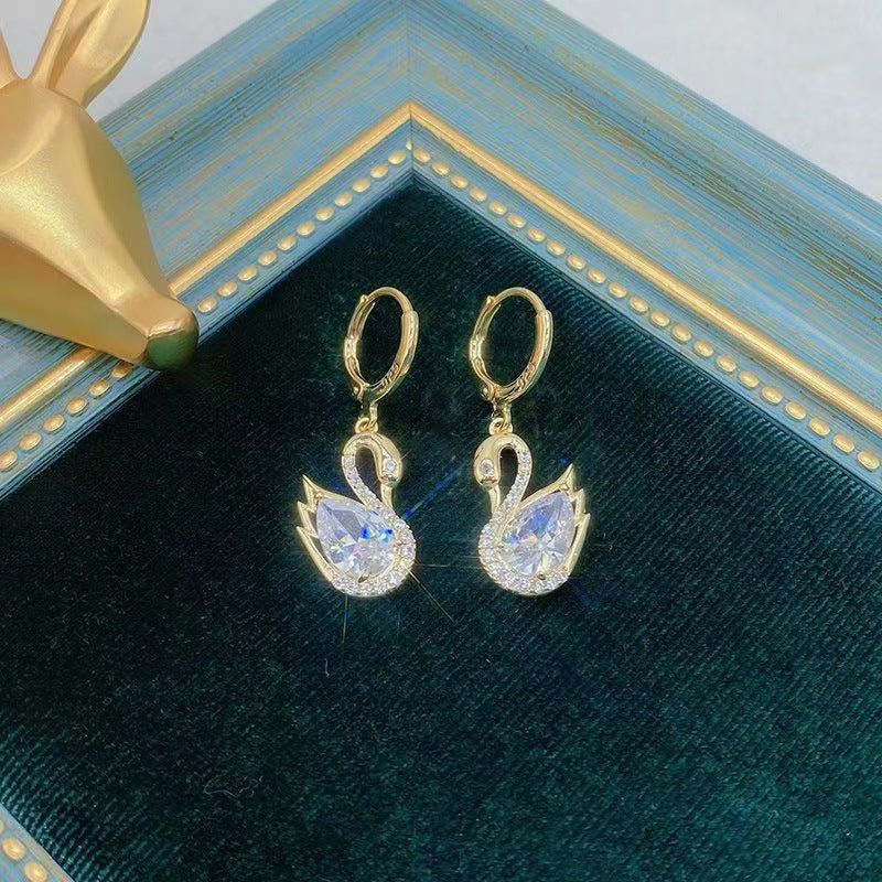 Sweet Rhinestone Swan Earrings