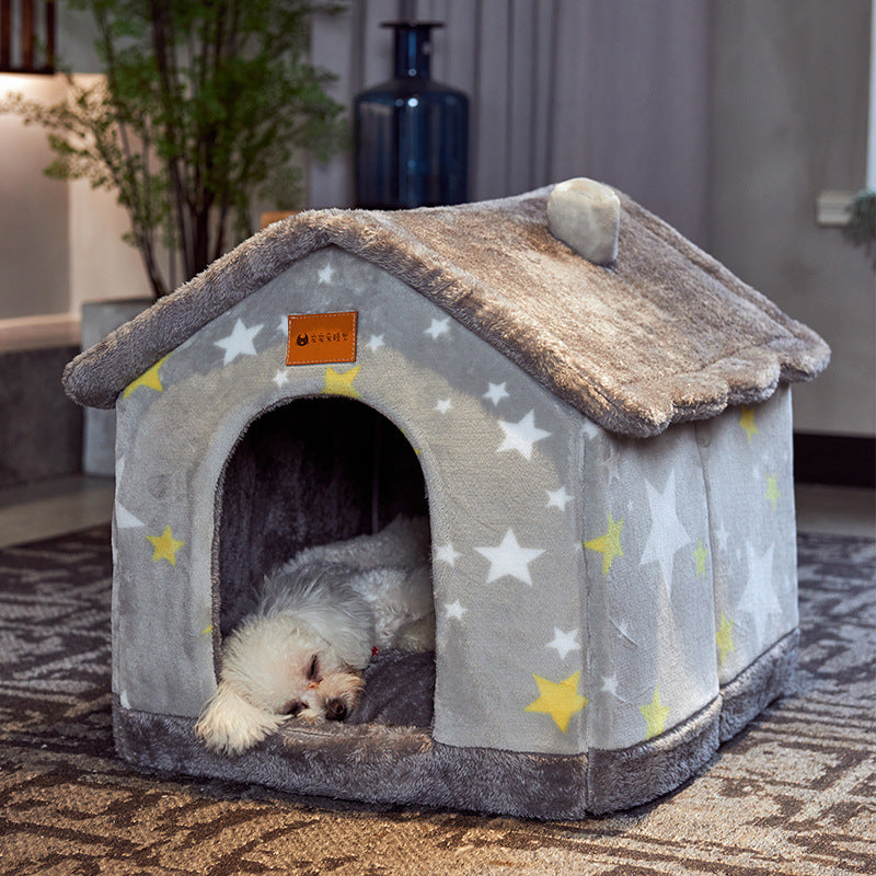 Foldable Pet House Bed Winter Pet Villa