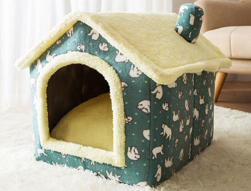 Foldable Pet House Bed Winter Pet Villa