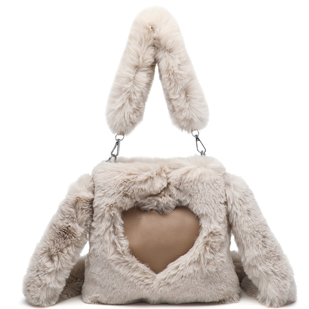 Women Fluffy Shoulder Bag Top-handle Plush Tote Handbags For Women