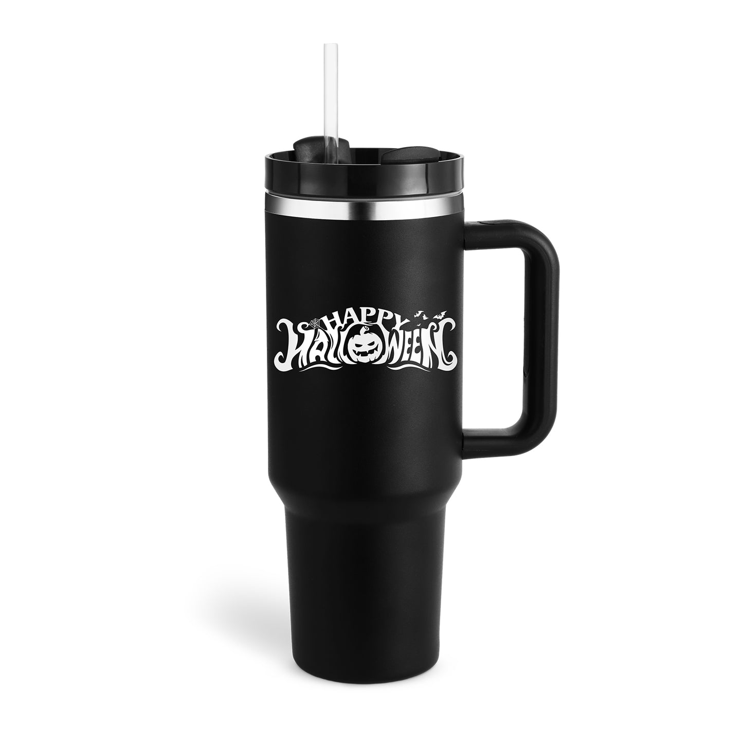 40 Oz Tumbler With Handle & Straw - Insulated, Stainless Steel Spill Proof Vacuum Coffee Cup