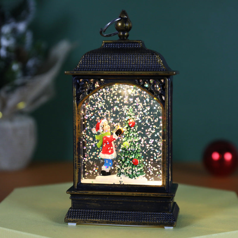 Christmas Decoration Luminous Water Injection Flat Storm Lantern Decoration