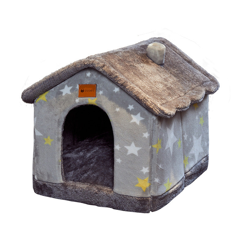 Foldable Pet House Bed Winter Pet Villa