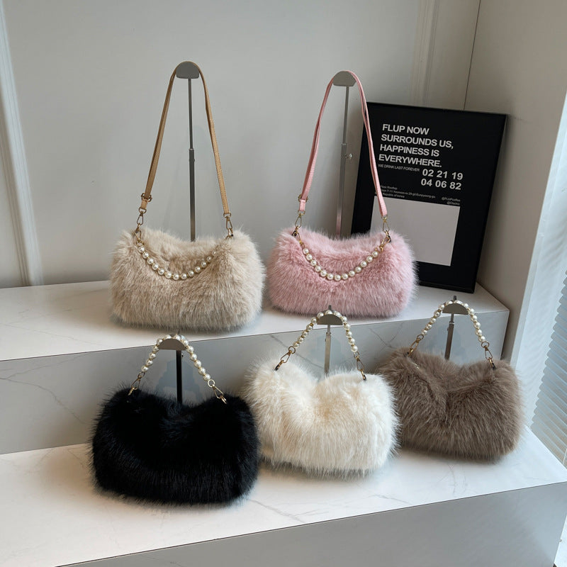Autumn And Winter Fashion Shoulder Bag - Pearl Chain Crossbody Bag