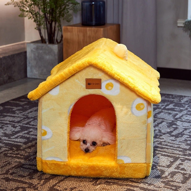 Foldable Pet House Bed Winter Pet Villa