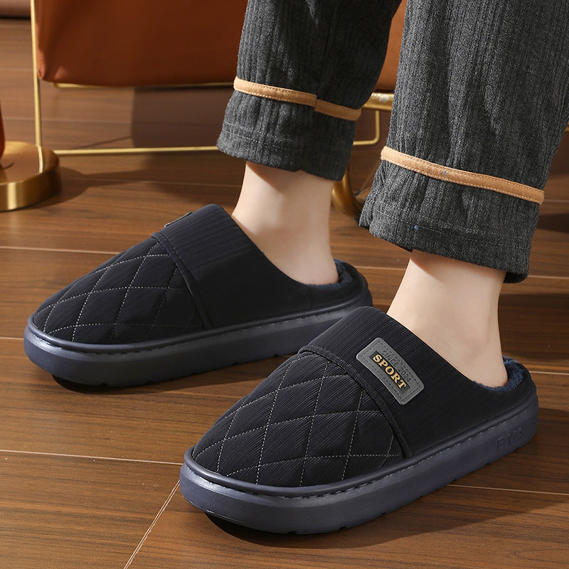 Men's Home Winter Warm Plush Indoor Non-slip Floor Slipper