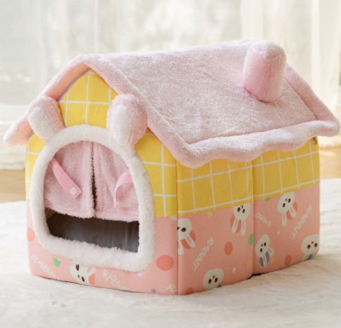 Foldable Pet House Bed Winter Pet Villa