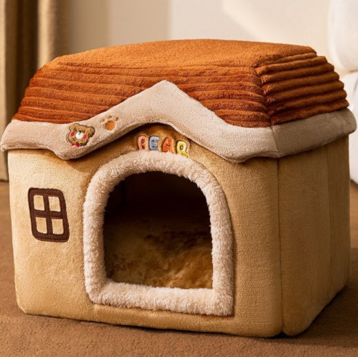Foldable Pet House Bed Winter Pet Villa