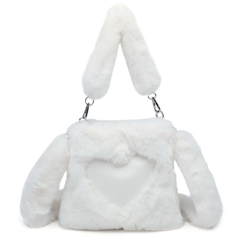 Women Fluffy Shoulder Bag Top-handle Plush Tote Handbags For Women