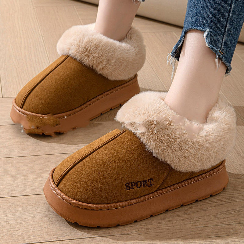 Cozy Plush Soft Slippers Shoes For Women - Non-Slip Platform Shoes With Faux Fur Lining