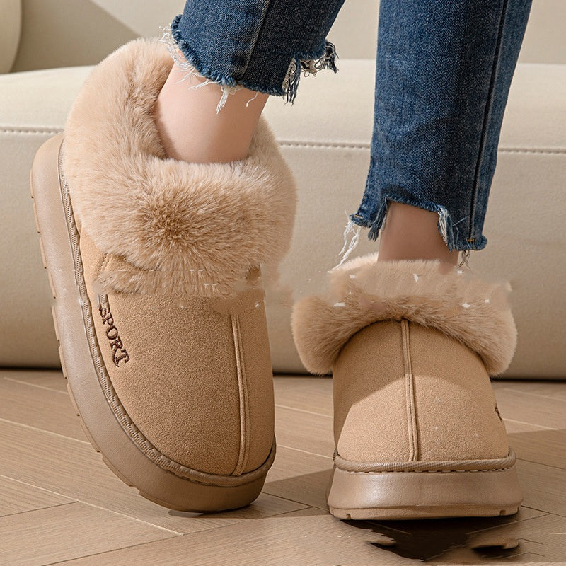 Cozy Plush Soft Slippers Shoes For Women - Non-Slip Platform Shoes With Faux Fur Lining
